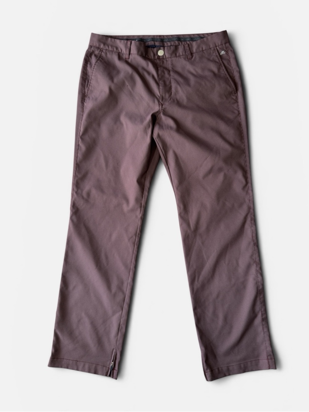 Bonobos Maide mens 35x32 straight red grey houndstooth performance golf pants